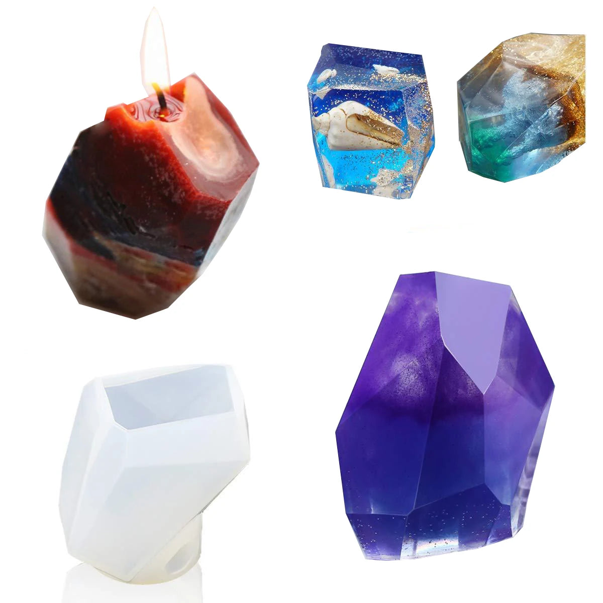 Hot Sale 13pcs DIY Crystal Drop Glue Mold Manual Jewelry Stone Drop Mold Multi-Faceted Large Epoxy Resin Mold