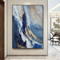 Custom Hotel Project Renovation Blue Modern Abstract Canvas Paintings Wall Art Handmade Oil Painting Canvas Artworks on Canvas MegaBDM