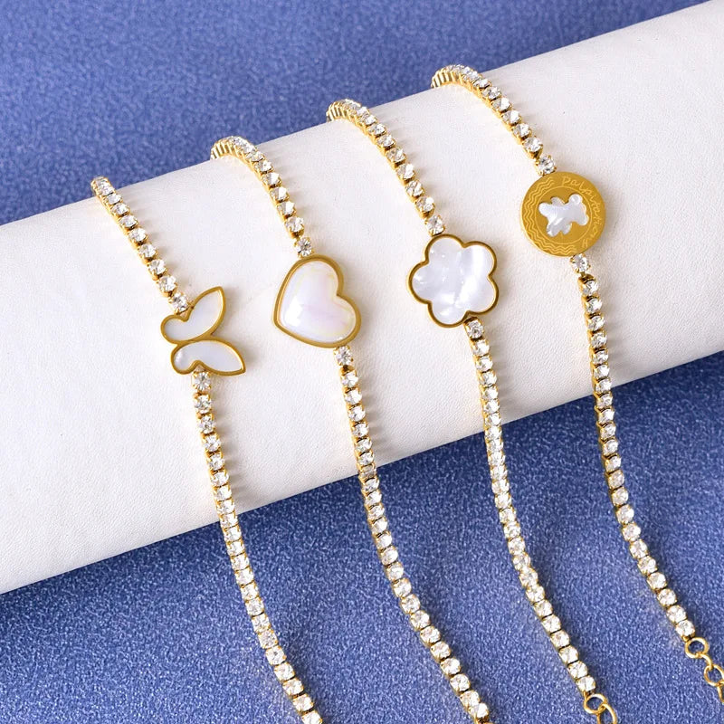 Europe United States Women's Fashion Bangles New Cross-Border Zircon Chain Bracelet Shell Pearl Love Stars Bear Butterfly Motifs