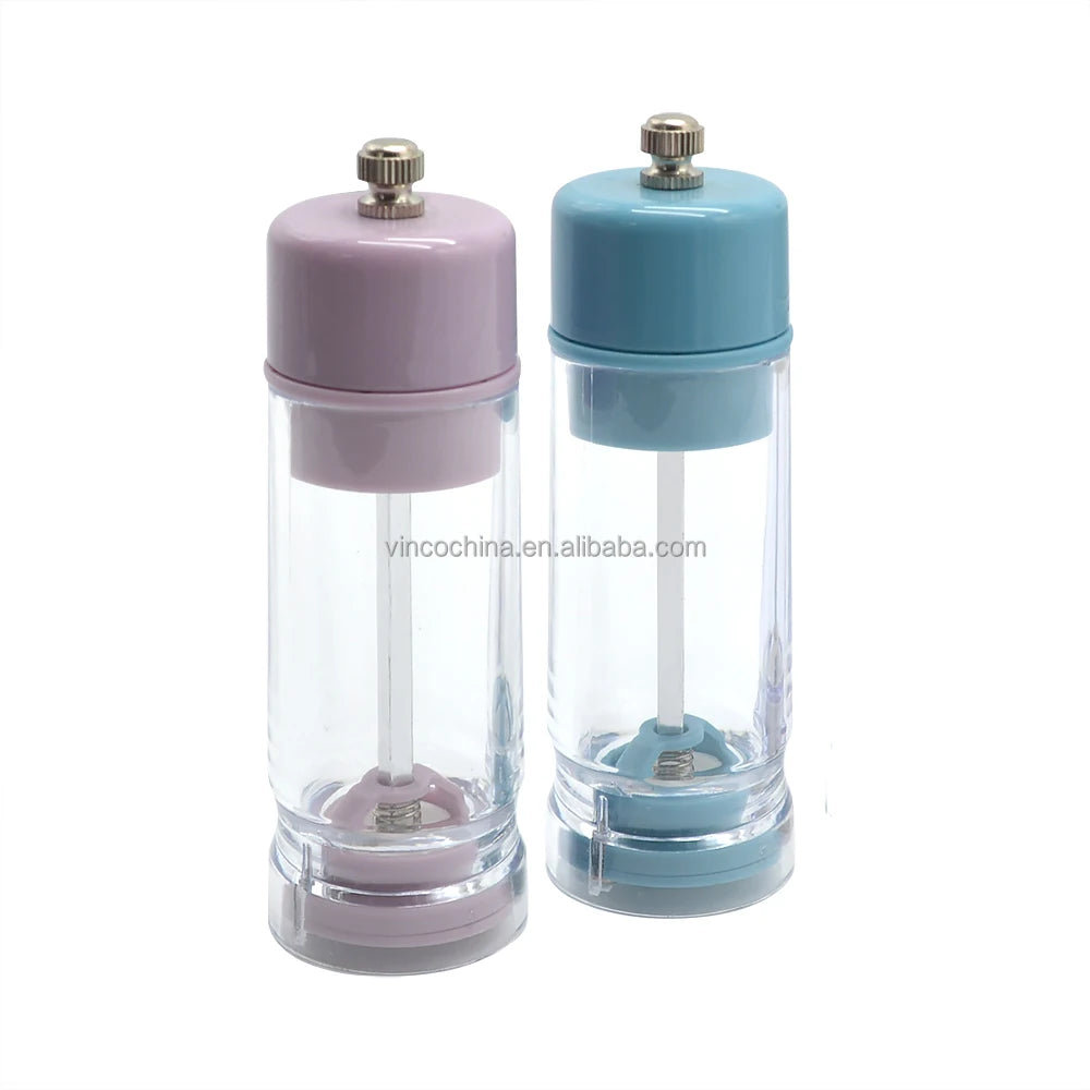 2 Pieces Set Household Manual Ceramic Refillable Pepper Powder Sea Salt Mills Grinder Bottle