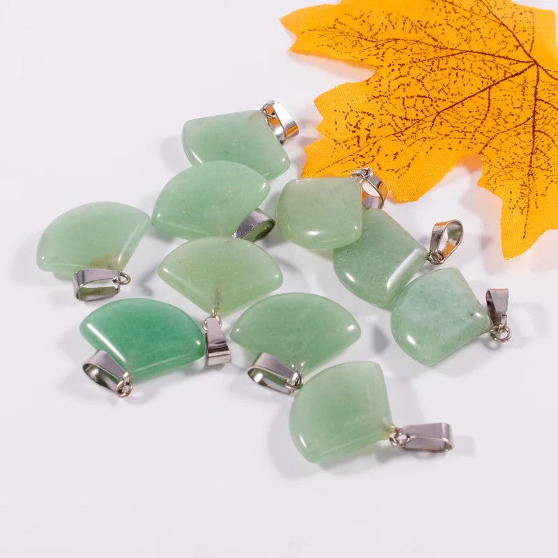 Huiying Green Aventurine Sector Pendant Stone Wholesale Best Wishes to Lovers Jewelry