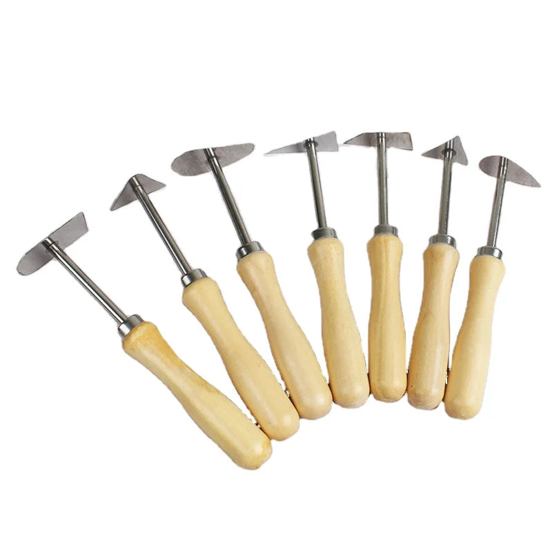 7pcs or 5pcs  Steel Pottery Tool Clay Fettling Knife with Wooden Handle