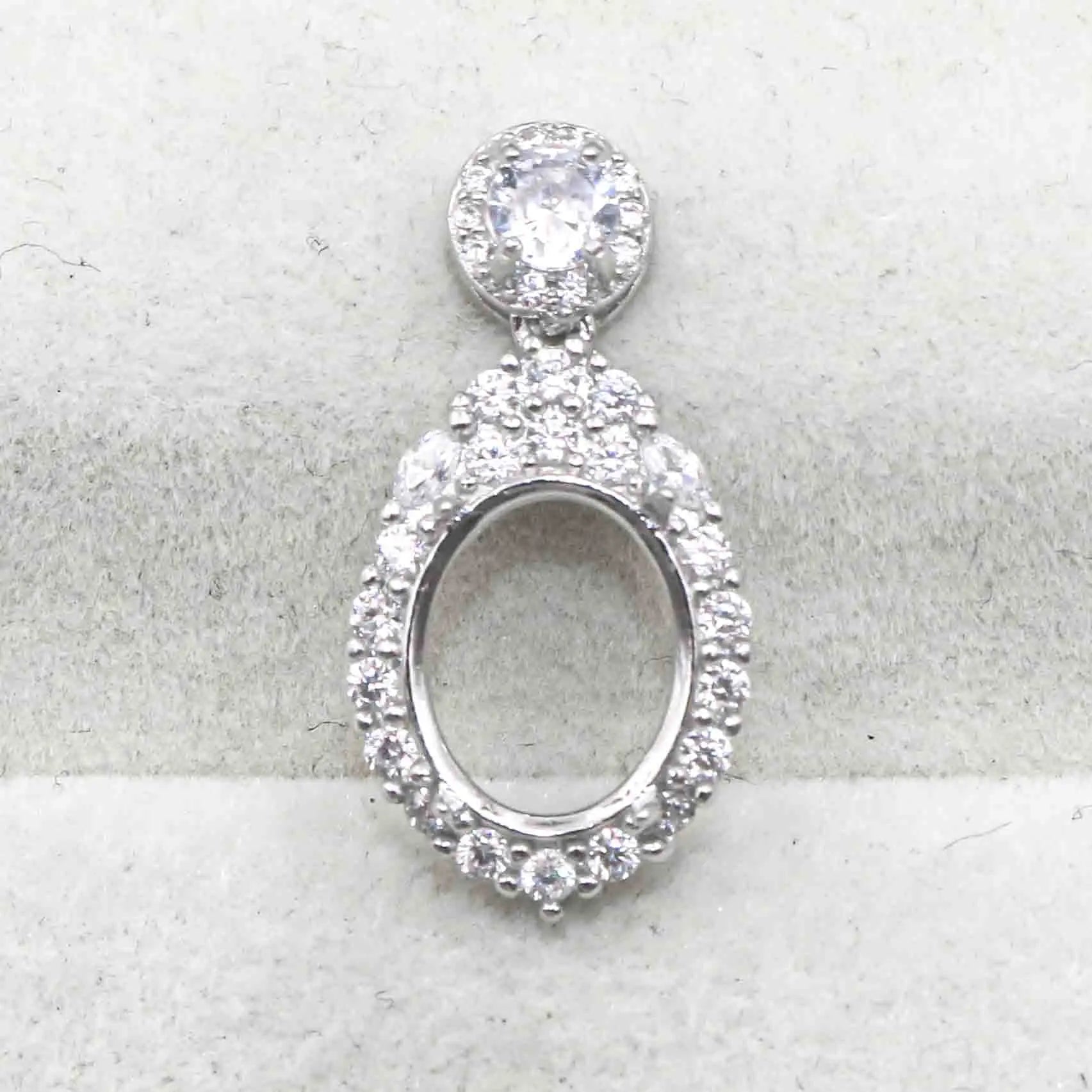 Sterling Silver 9*11mm Semi Mount Pendant Empty Frame Blank Support Setting S925 Base Holder Without Center Stone for DIY Inlay