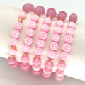 KDC801 Gold Plated Classic Handmade Natural Cat Eye Stone Pink Beaded Letter s for Wedding Gift