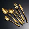 Stock Unique High-End 304 Premium Forged Stainless Steel Tableware Hotel Steak Knife Fork Spoon Coffee Dessert Cutlery Set