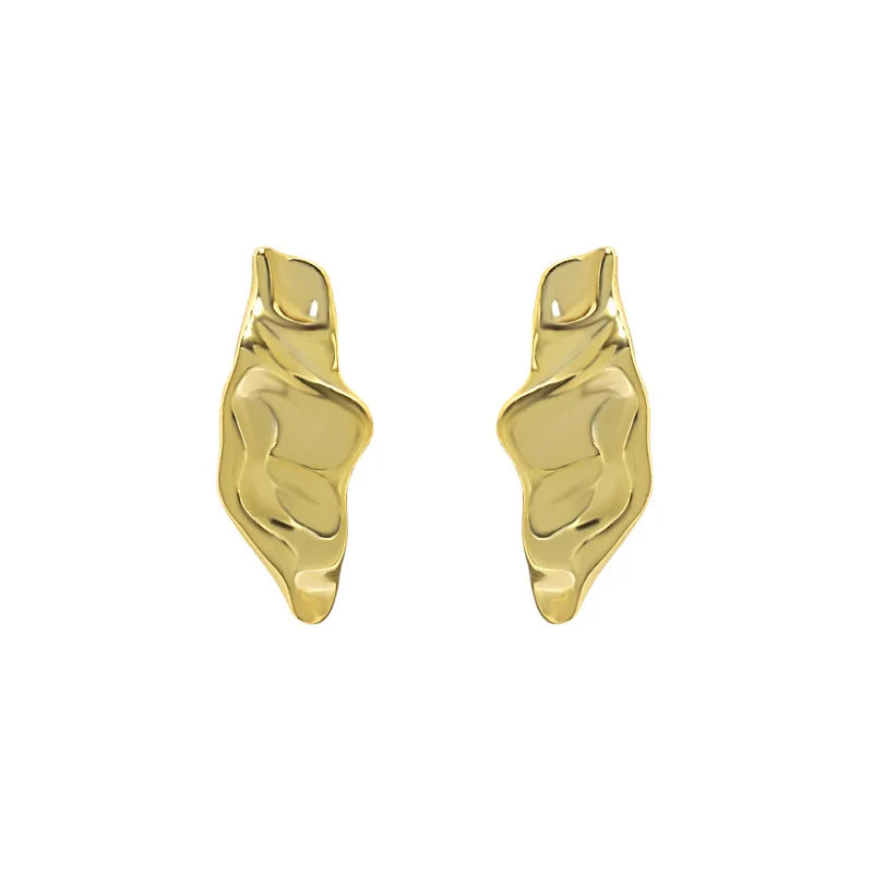 Trendy 925 Sterling Silver Irregular Surface Triangle Shape Stud Earrings