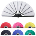 Custom Festival Clack Fan Bamboo Folding Hand Wedding Rave Party Big 33cm Custom Logo Printed Polyester Music Painted Rainbow