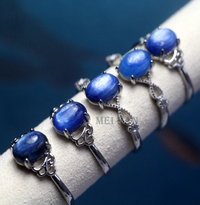 Meihan Natural Kyanite Cooper Adjustable Women Ring Gem Cutting for Jewelry Making Gift