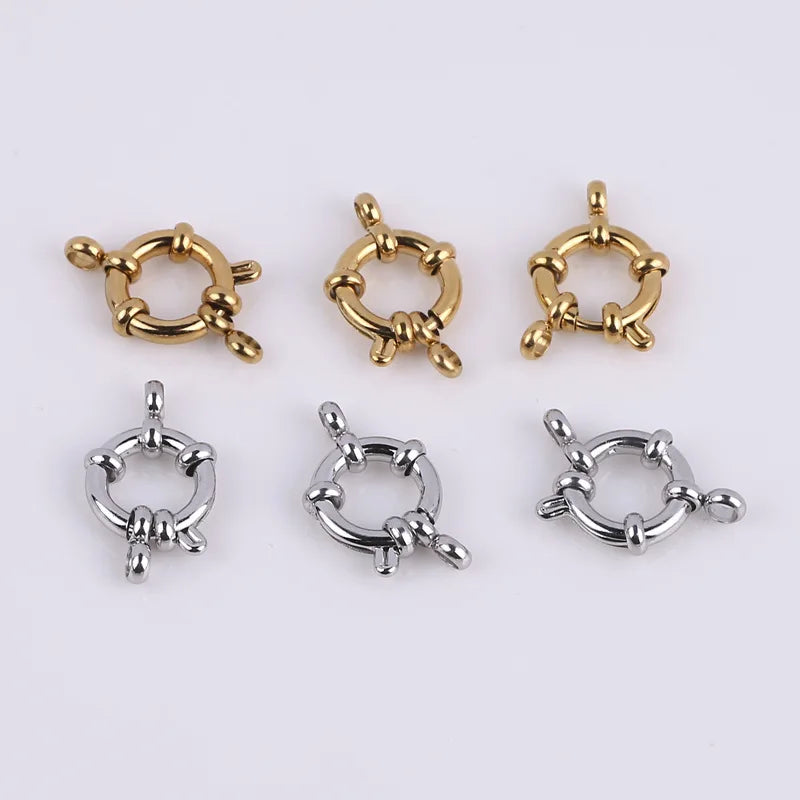 18k Gold Plated Stainless Steel Round Spring Clasps Hooks for Bracelet Necklace Clasp Connectors DIY Jewelry Making