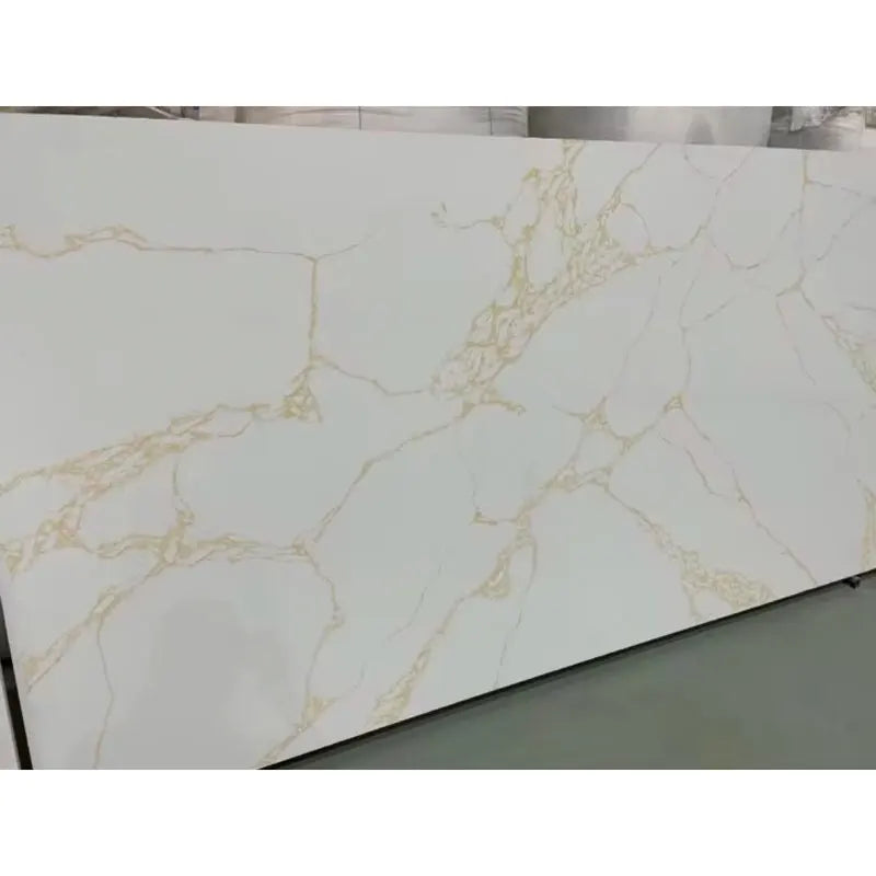 US Market Kitchen Countertop with Full Penetration Special Quartz Slabs Calacatta Gold Man-Made Stone Large Slab Form
