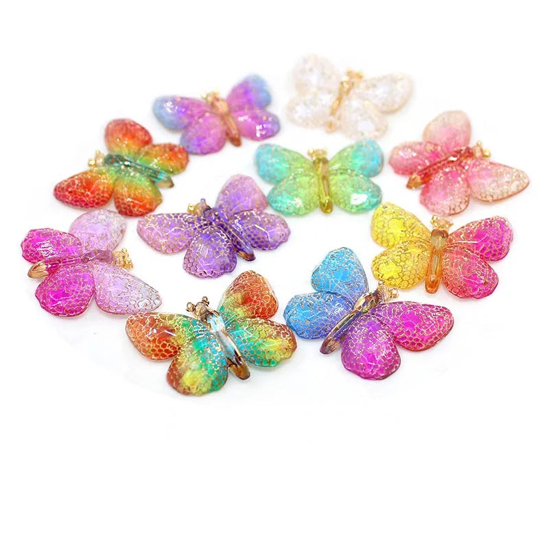 New Resin Shining Butterfly Flat Back Cabochon Charm DIY Phone/Craft Decoration Accessories