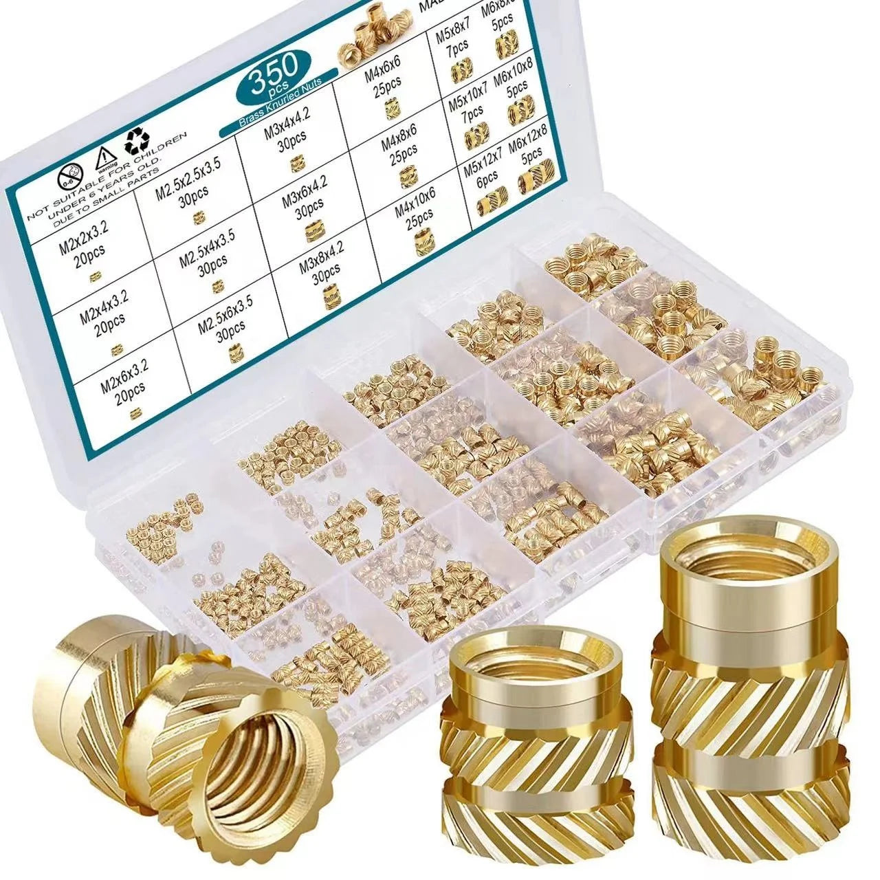 M2-M12 Brass Threaded Inserts Heat Set Inserts for Plastic Injection Moulding OEM Customizable Brass Insert Nuts Pipe Clamps