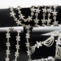 Eye Style Versatile Sew-On Glass Crystal Chain Belt Necklace Tassel Flower for Nail Art Bags Garments Featuring Rhinestones