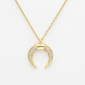 Moon Shaped Necklace Moon Pendant Brass Necklace Crystal Moon Pendant Stainless Steel Woman Necklace