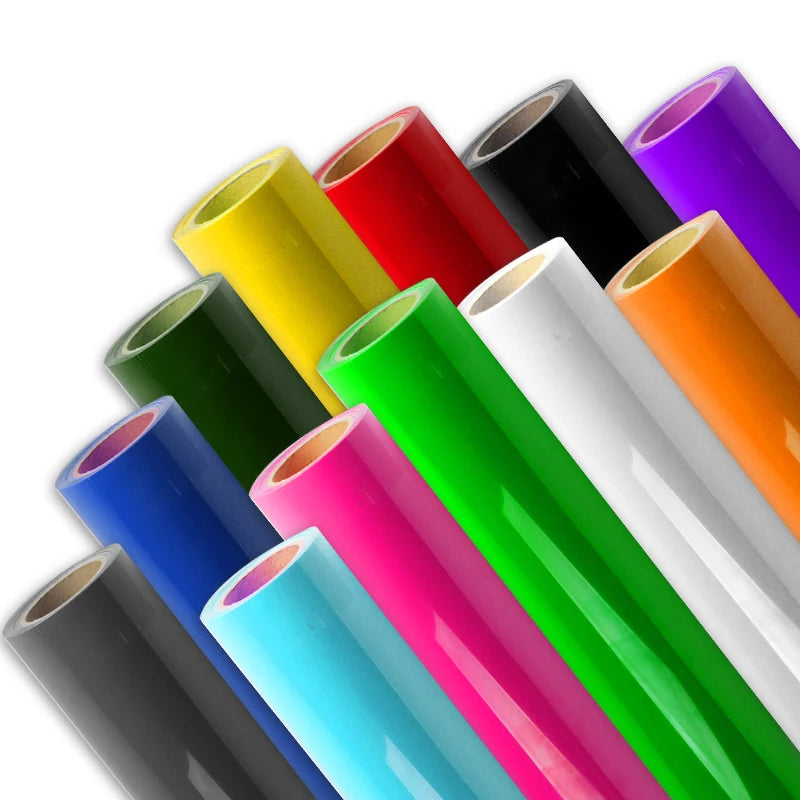 Wholesale Craft Waterproof 12" X 5FT Glossy PVC Self Adhesive Vinyl Sticker Film Roll Sheets for Cutting Plotter Gloss