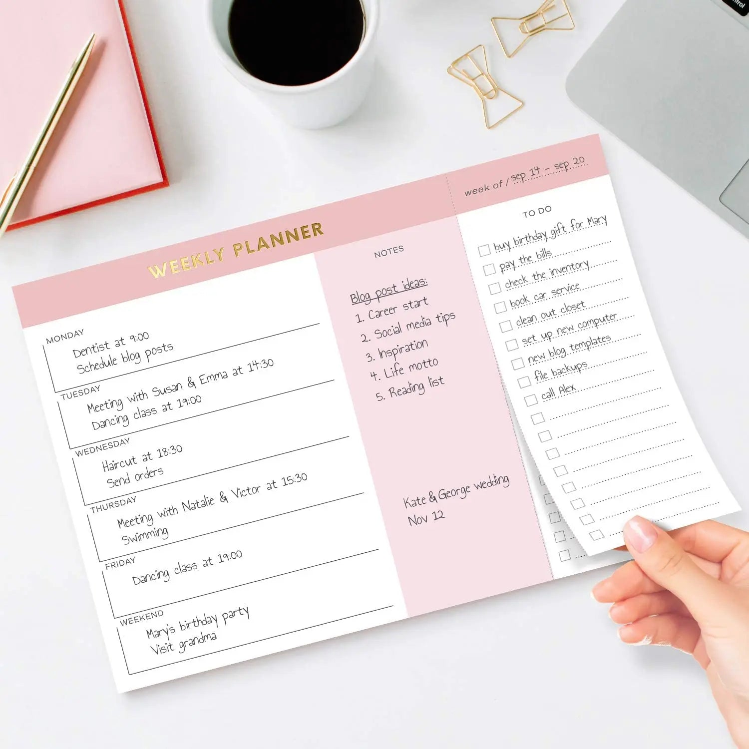 DIY A3 A4 A5 Business Style Habit Planner Desk Memo Pad Family Agenda Notepad Paper Calendar Office Stationery Supply Gift