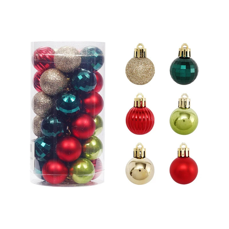 SH-187 30Pcs Ornaments Set Shatterproof Ball for Christmas Tree Decorations 3cm