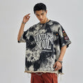 Unisex O-Neck Short-Sleeved T-Shirt High Street Style Oversize Washed 100% Cotton Printed Character Pattern DTG Summer Fashion