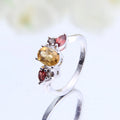 Abiding Hot Sale Fashion Citrine Quartz Ring Jewelry Natural Garnet Gemstone 925 Sterling Silver Women's Engagement Rings MegaBDM