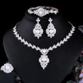 Brass Silver Plated Cubic Zircon Stone Necklace Accessories Wedding Bridal Dress Handmade Pearl Big Jewelry Set for Ladies
