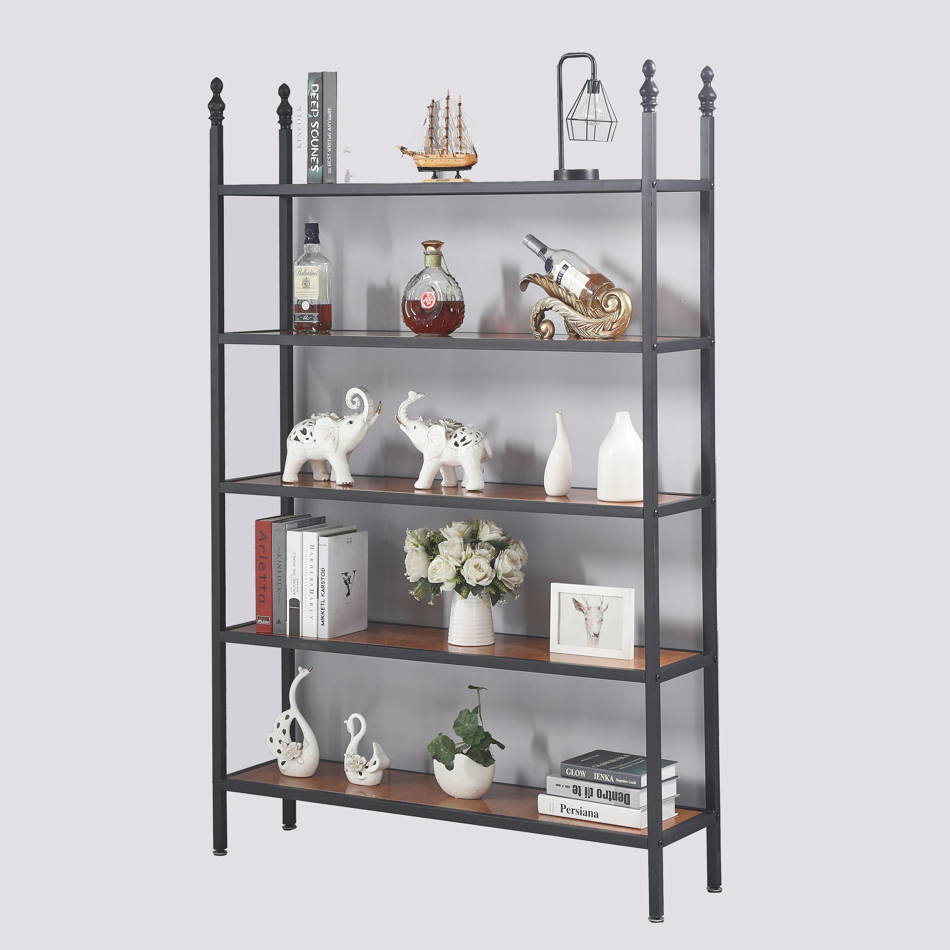 Decorative Metal Wall Shelf Ladder Design 4 Tier Storage Display Shelf for Indoor Book Flower Shelf for Canister