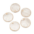 PandaHall Brass Edge Plated Flat Round Natural Capiz Shell Pendants