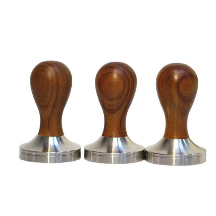 Custom logo 51/53/58mm Espresso Spreader Leveler Tool Coffee Tamper Stainless Steel Coffee Tamper Wood Handle Tamper