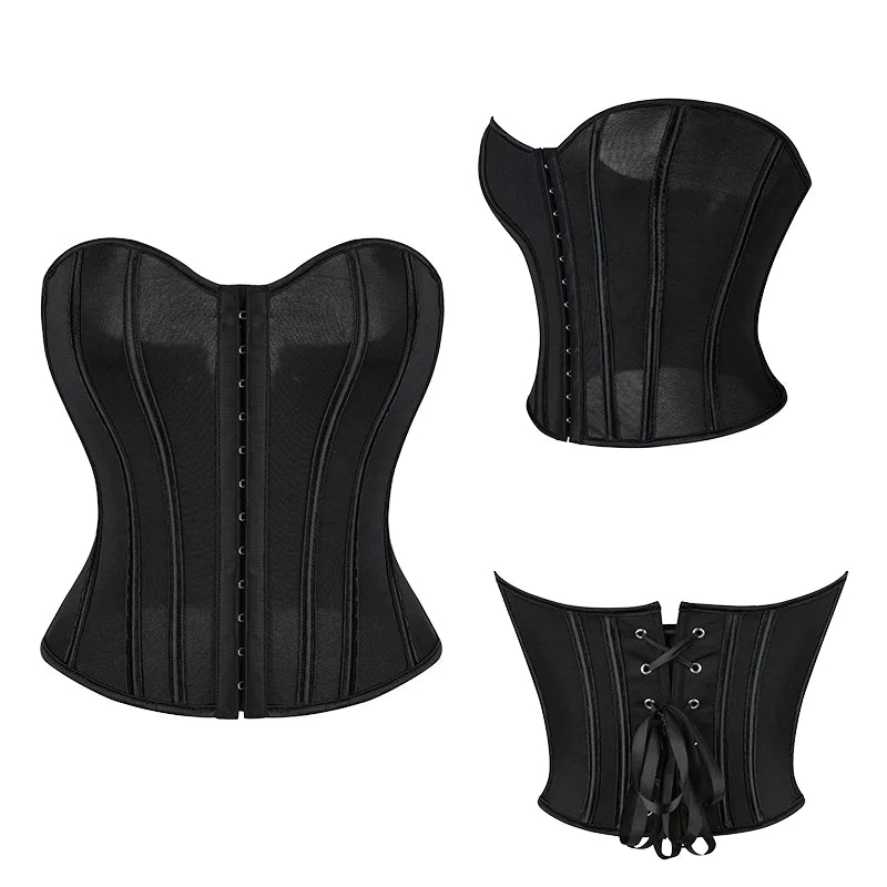 2026 Hot Selling Shaping Top Breathable Mesh Strapless Bustier Waist Cincher Boned Corset waist trainer for tall woman