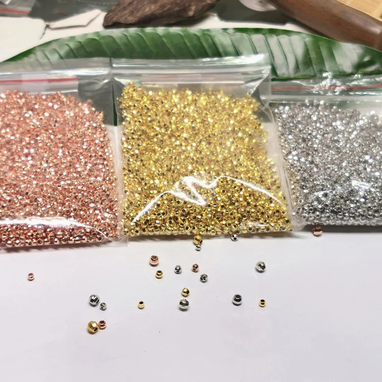 Diy Jewellery Making Oxidised Crimp Bulk 925 Solid Silver Gold Plated Faceted Micro End Bead Cover Bangle Beads and Charms