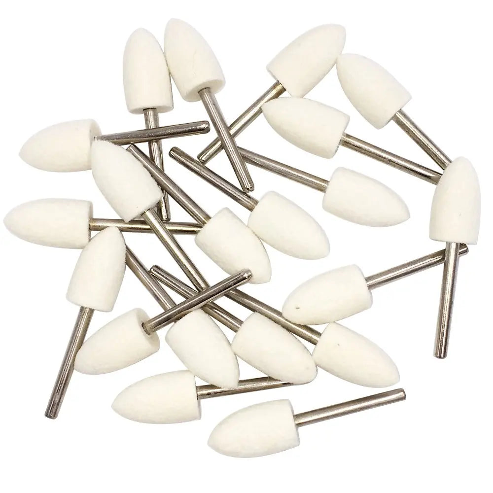 White Customizable OEM Conical Rotary Tool Accessories Kit Mounted Cone Polishing Bits Wool Felt Point Mandrel Abrasive Disc