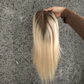 LONGFOR Human Hair Wigs Hair Extensions Toupee Blonde Silk Topper for Women