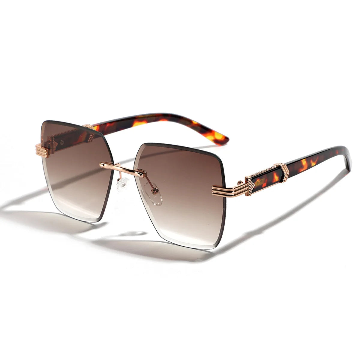 Wholesale 2024 Anti UV Gradient Square Sunglasses Rimless Oversized Fashion Style for Women and Men with Black Plastic Frame