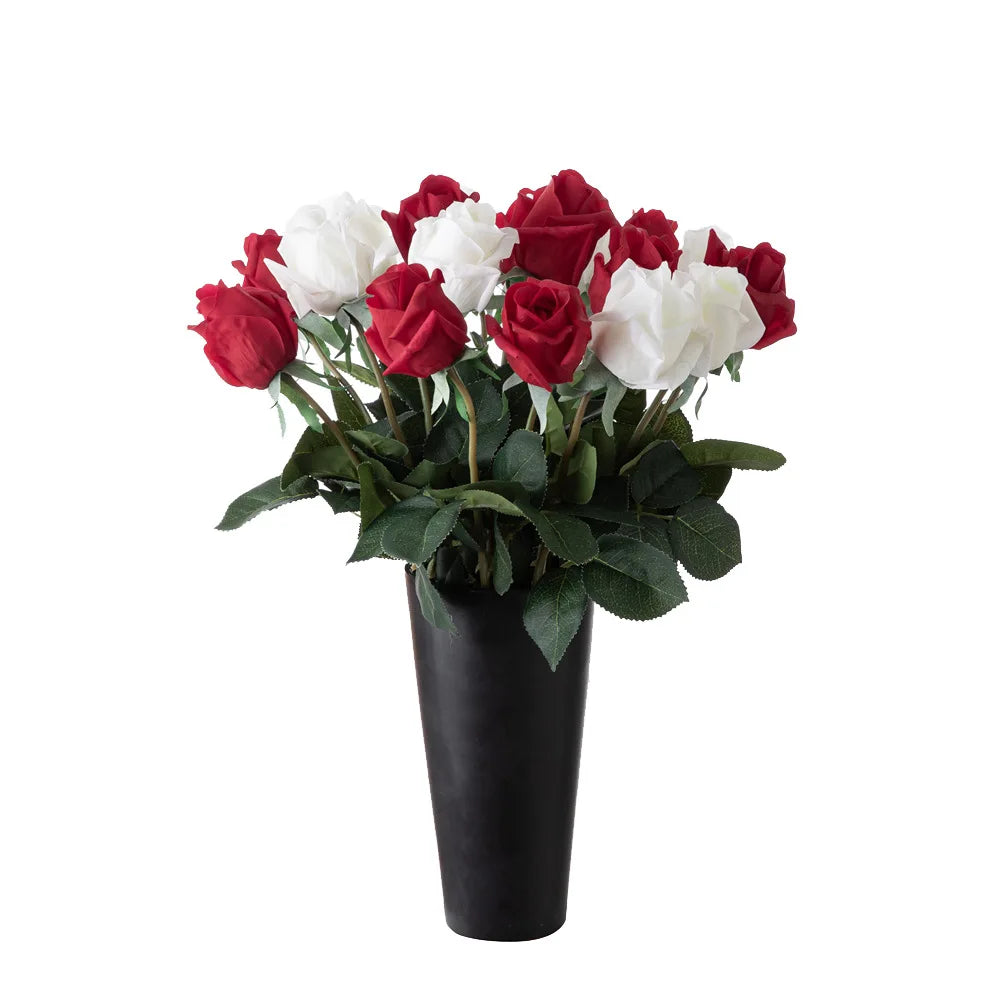 44cm Real Touch Fake Floral Decorative Red Pink Colors Rose Real Touch Artificial Rose Buds Flowers