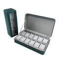 Wholesale Luxury Green Leather Watch Display Bag New 6 and 12 Slot Storage Case with Velvet Lining and Zipper