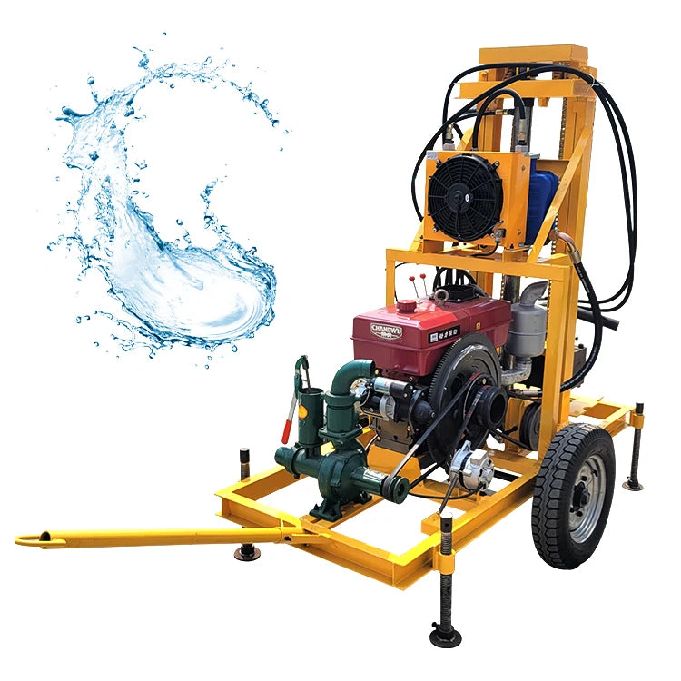 Professionally Manufacture 22 Horsepower Wheeled Hydraulic Easy to Operate 120m Household Water Well Drilling Rig