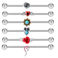14g Stainless Steel Industrial Ear Scaffold Barbells Cartilage Helix Bar Body Jewelry Ear Piercing Earring Hexagon Unisex