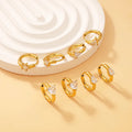 Fashion Fine Stainless Steel Anti Tarnish Jewelry Wholesale Bulk PVD 18K Gold Plated Star Diamond Zircon Hoop Cute Earings Set