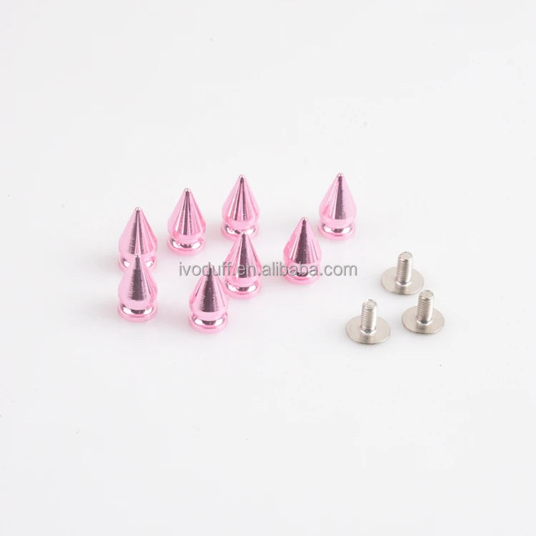Factory Metal Pink 7x13mm Screw Cone Punk Rivet Spike Stud Rivets for Shoe Clothing Decorative