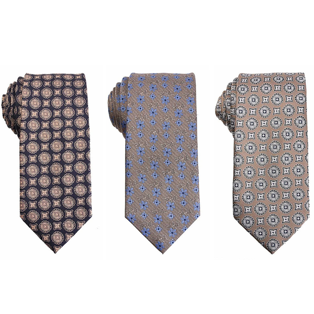 2023 New Style Cheap Neckties for Men Striped Business Silk Champagne Mens Ties in 7.5cm