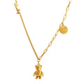 Cute Lucky Bear Casting 18K Gold Plated 316L Stainless Steel Cross Chain Pendant Waterproof Engagement Wedding Party Trendy