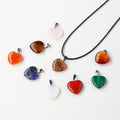 Wholesale Multiple Mixed Materials Heart Crystal Necklace with Leather Rope Fashion Pendant