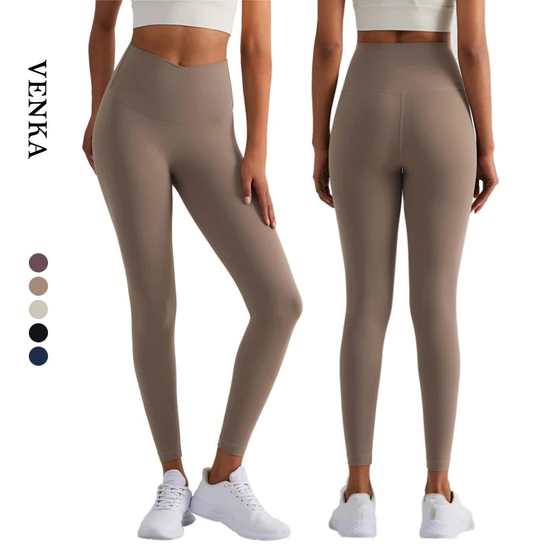 Yoga Leggings Women Fitness Workout Wear New Fabric High Support Crossover High Waist Yoga Pants Tummy Control Leggings