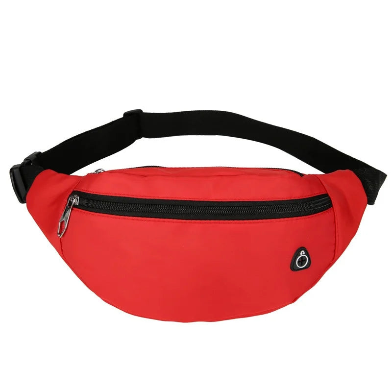 Custom Unisex Solid Color Outdoor Sports Nylon Zippered Waist Bag Compact Portable Phone Crossbody Fanny Pack Bag for Sport