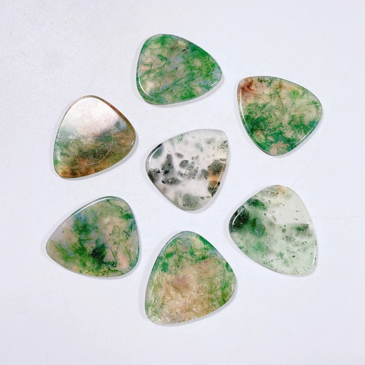 Huiying Wholesale handmade semi-precious stone moss agate guitar picks guitar slice sheet