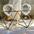 Unique Design Carved Etched Fairy Style Gravure Printed Crystal Glass Ball Metal Stand Home Holiday Table Decoration Suncatcher