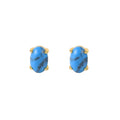 Vintage Simple Turquoise Gold Plated Sterling Silver Minimalist Stud Earrings Handmade Jewelry Gift Party