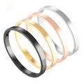 Custom Engraved Logo Stainless Steel 18K Gold Classic Bangle Bracelet 6mm Open Clasp Non-Tarnish Fashion Cuff Bracelets