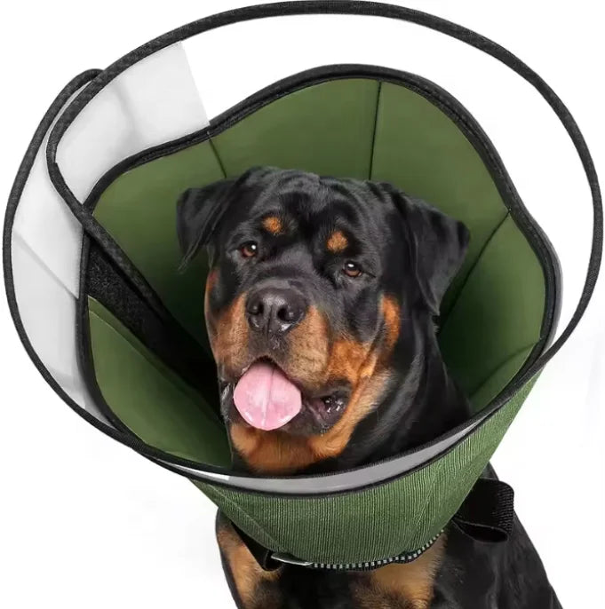 USMILEPET Extra Soft Dog Recovery Collar Lightweight Oxford Cloth Elizabethan E-Collar with Fur Decoration and Lights
