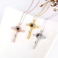 MJ S925 Silver Trendy Fashion Necklace Multiple Languages I Love You Photo Custom Cross Pendant Necklace