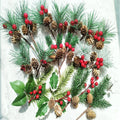 S15 Festive Christmas Accessories Simulation Pine Ruit Branches Pine Needle Berries Red Fruit Branches for Holiday Decorations